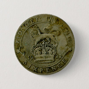1922 British sixpence button