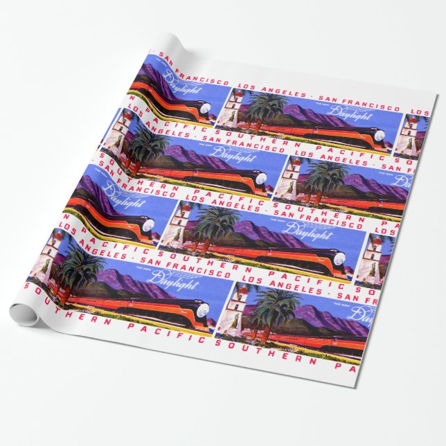 1922 Daylight Railroad Train Wrapping Paper (Unrolled)