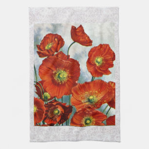 1922 Iceland Poppy Illustration Tea Towel