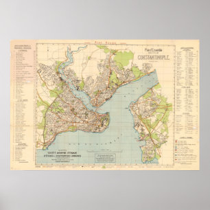 1922 Map of Constantinople - Istanbul, Turkey Poster