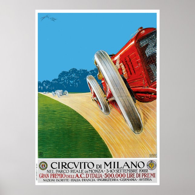 1922 Milano Classic Car Race Poster (Front)