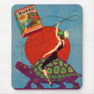 1922 Murad cigarettes lady riding giant tortoise Mouse Pad