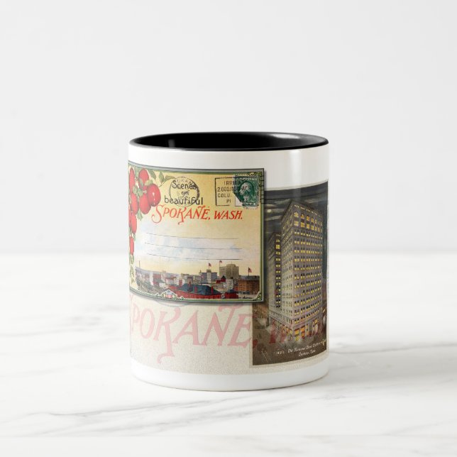 1922 SPOKANE WASH. POSTCARD Two-Tone Coffee Mug (Center)