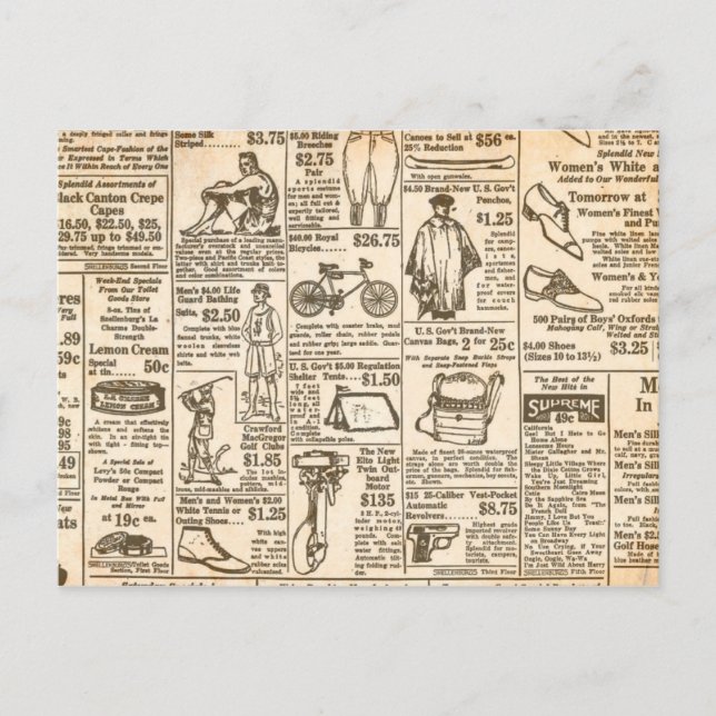 1922 Vintage Newspaper Advertisement Postcard (Front)