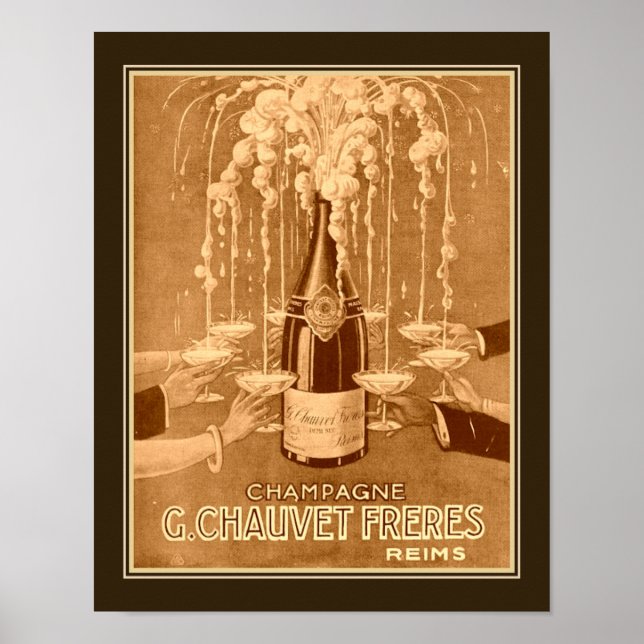 1923 Art Deco Champagne Ad Poster (Front)