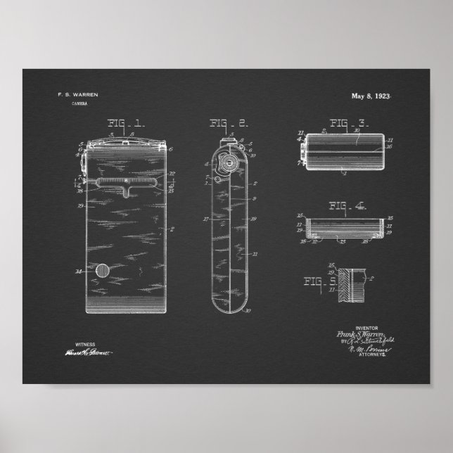 1923 Compact Camera Patent Art Drawing Print (Front)