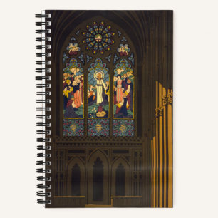 1923 Poster Of A Church With Stained Glass Window. Notebook