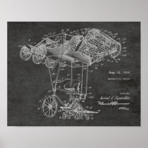 1924 Bicycle Aeroplane Patent Art Drawing Print