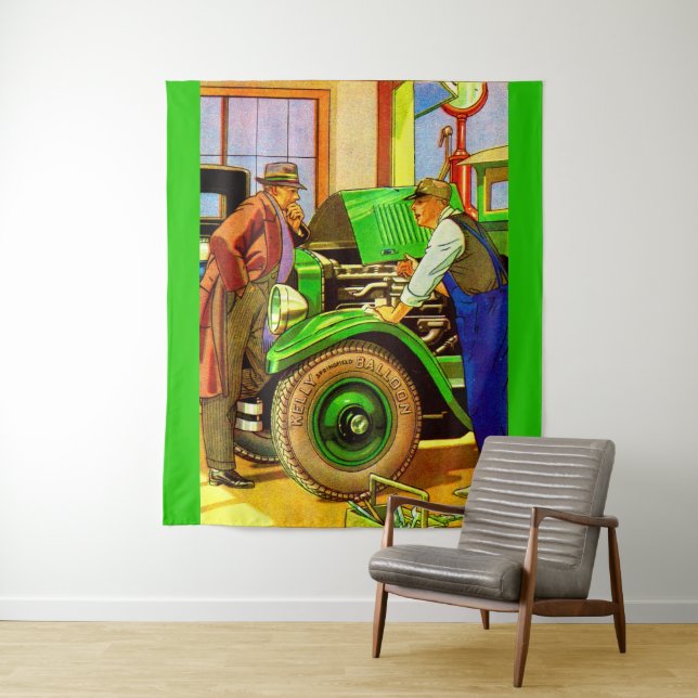 1924 Kelly Springfield balloon tires ad Tapestry (In Situ)