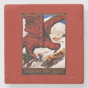 1924 Olympic Winter Games Poster Stone Coaster