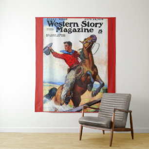 1924 Western Story magazine cover print. Tapestry