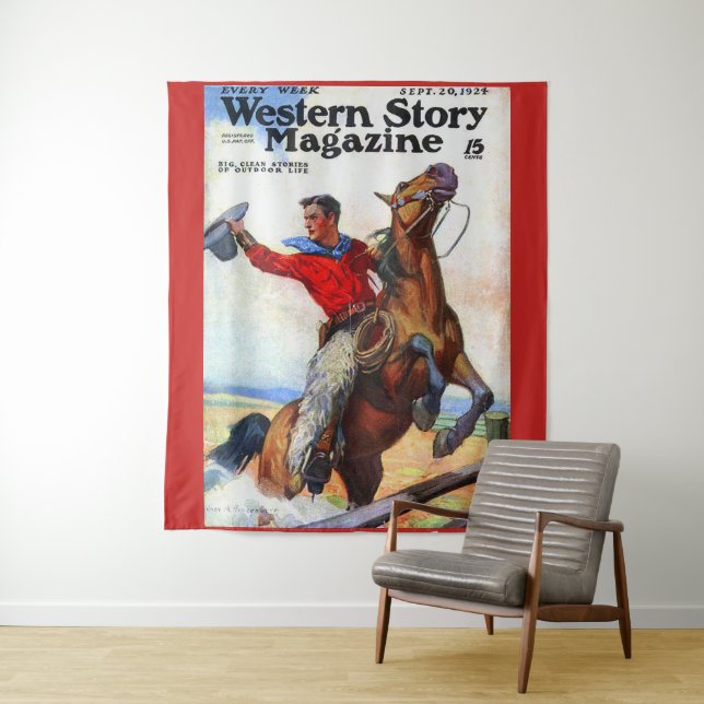 1924 Western Story magazine cover print. Tapestry (In Situ)