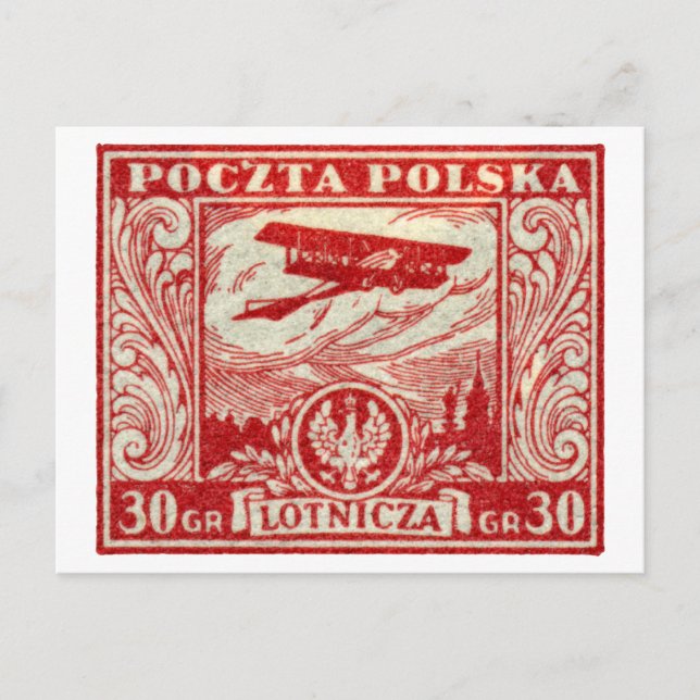1925 30gr Polish Airmail Stamp Postcard (Front)