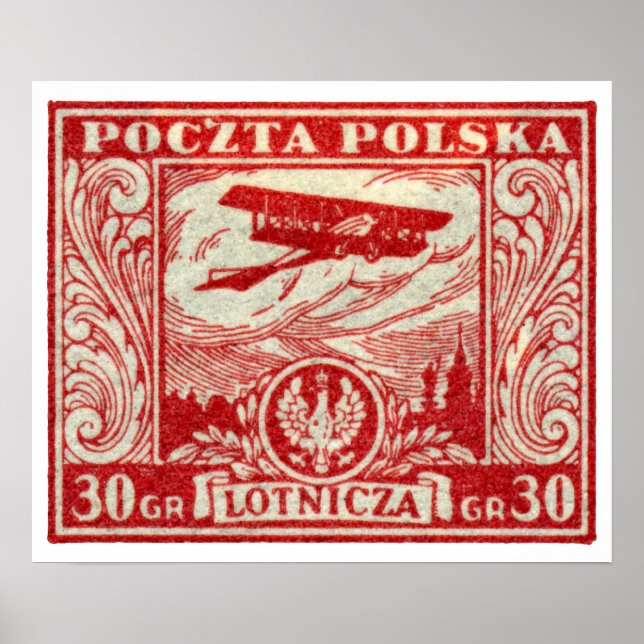 1925 30gr Polish Airmail Stamp Poster (Front)