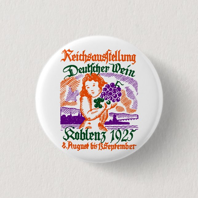 1925 German Wine Festival 3 Cm Round Badge (Front)