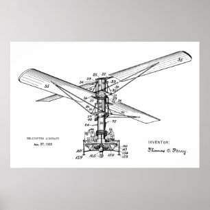 1925 Helicopter Aircraft Patent Art Drawing Print