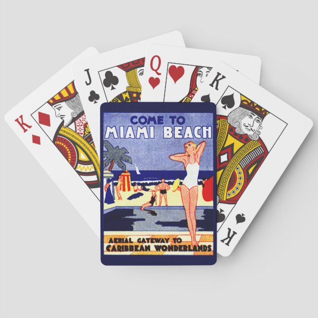 1925 Miami Beach Travel Poster Playing Cards (Back)
