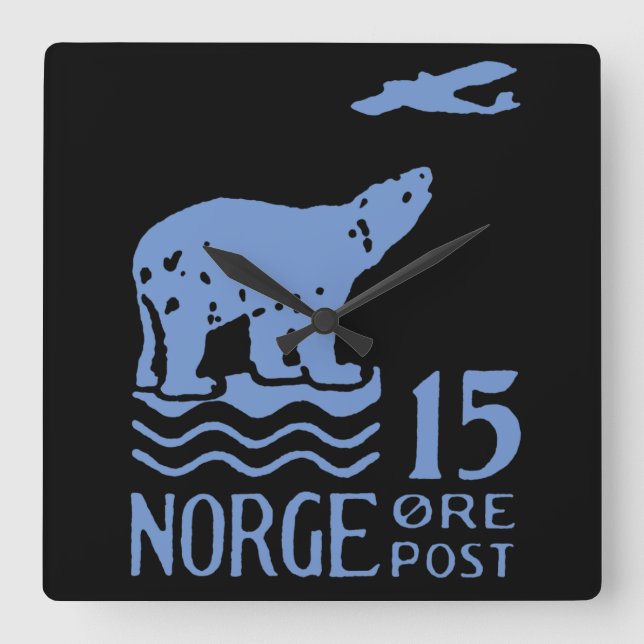 1925 Norwegian Polar Bear Square Wall Clock (Front)