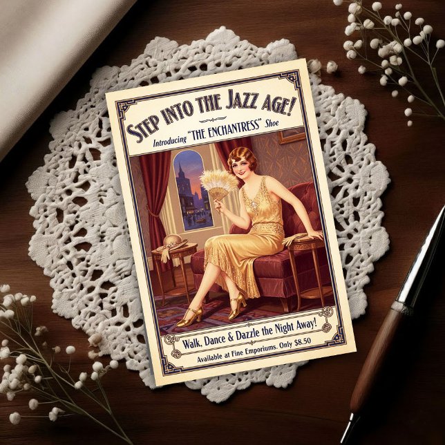 1925 Vintage Enchantress Shoes Flapper Advertising Postcard (Creator Uploaded)
