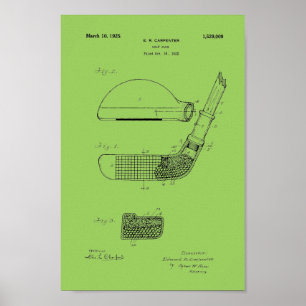 1925 Vintage Golf Club Patent Blueprint Art Print