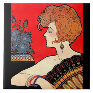 1925 woman ceramic tile