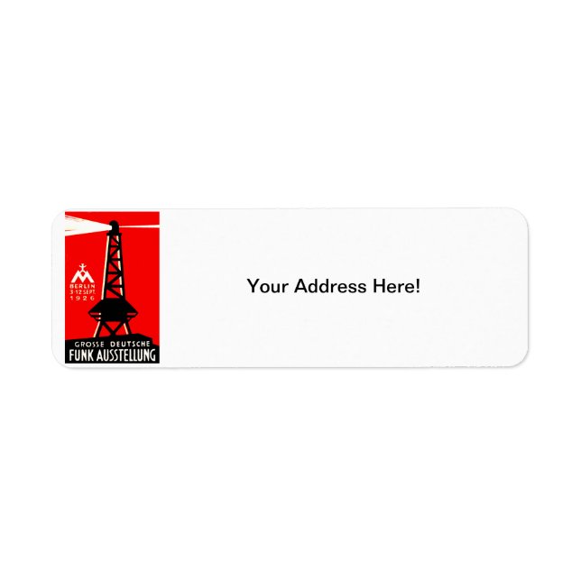 1926 Radio + Broadcasting Poster Return Address Label (Front)