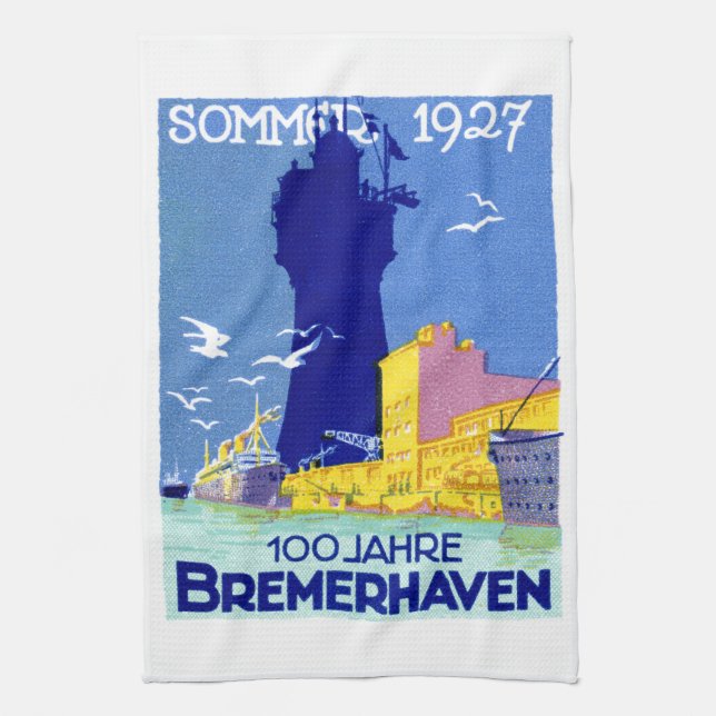 1927 Bremerhaven Germany Tea Towel (Vertical)