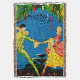 1927 Fulton Theatre program cover art Throw Blanket