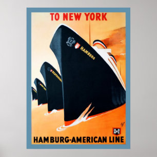 1927 Hamburg to New York Ship Poster
