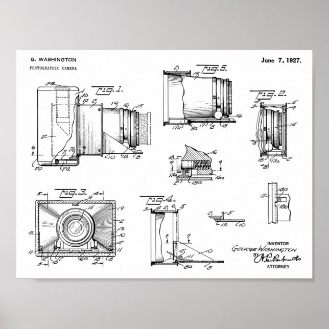 1927 Vintage Camera Patent Art Drawing Print (Front)