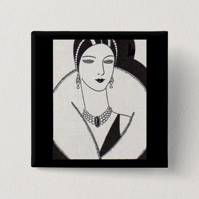 1928 art deco woman 15 cm square badge (Front)