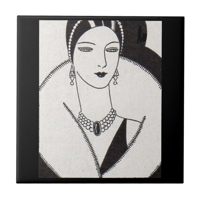 1928 art deco woman ceramic tile (Front)