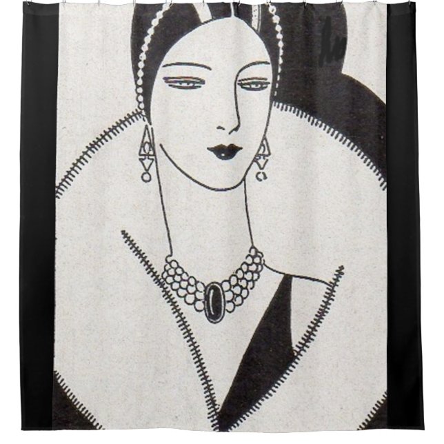 1928 art deco woman print shower curtain (Front)