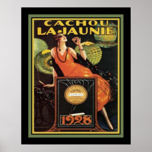 1928 Deco "Cachou Lajunie" Tobacco Ad Poster