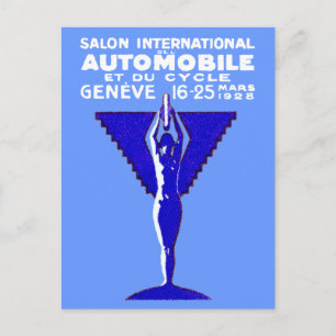 1928 Geneve Car and Motorcycle Show Postcard