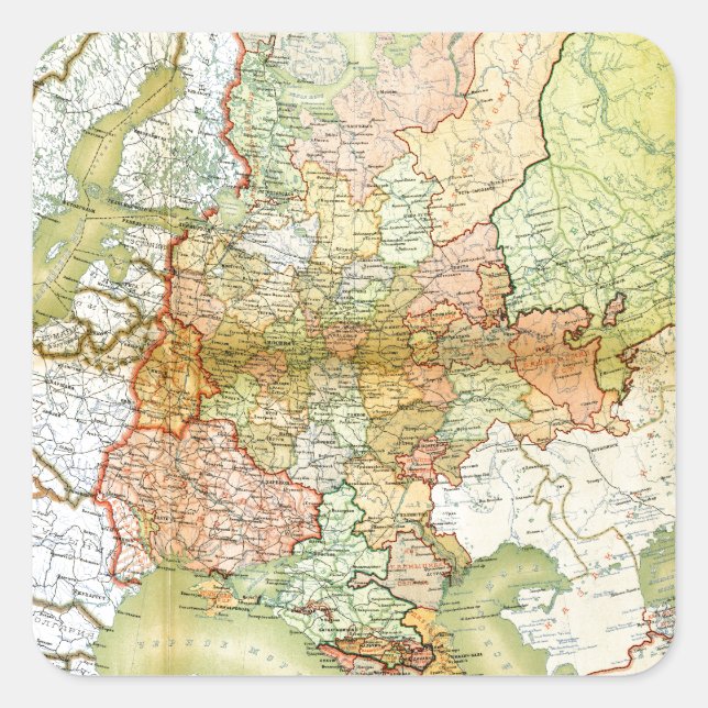 1928 Map of Old Soviet Union USSR Russia Square Sticker (Front)