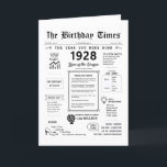 1928 The Year You Were Born Birthday Card<br><div class="desc">Enter a time capsule with our mesmerising 1928 birthday card, brimming with historical facts, significant events, and captivating narratives from the past. Tailored for your loved one's special day, this unique journey through 1928 promises to make their birthday truly unforgettable. Overflowing with fascinating titbits and historical snapshots, our birthday card...</div>