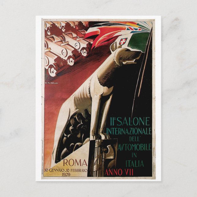 1929 11th Salone Internazional Dell Automobile Postcard (Front)