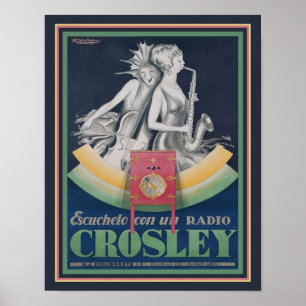 1929, Art Deco, Crosley Radio Ad Poster