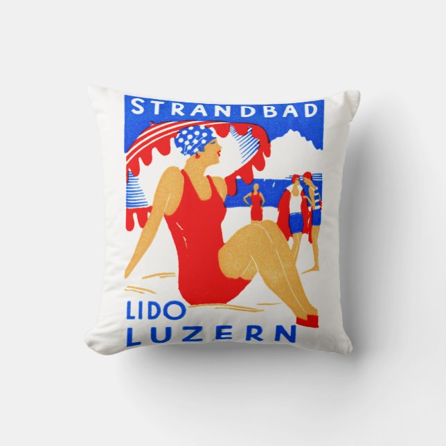 1929 Art Deco Strandbad Lido Luzern Cushion (Front)