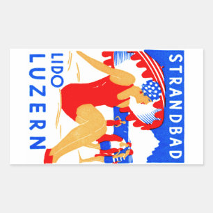 1929 Art Deco Strandbad Lido Luzern Rectangular Sticker