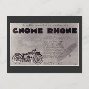 1929 French motorcycle ad , Paris Saigon Postcard