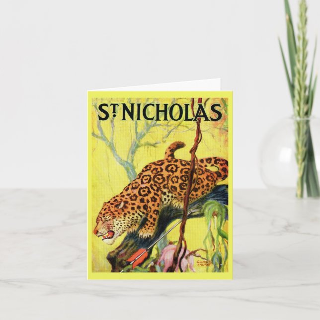 1929 St. Nicholas magazine cover leopard Holiday Card (Front)