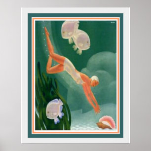 1930 Art Deco Swimmer/Resort Ad  16x20 Poster