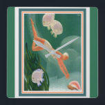 1930 Art Deco Swimmer/Resort Ad Wall Clock<br><div class="desc">1930 Art Deco Pullman Travel Advertisement Print for Summer Resorts 16 x 20</div>