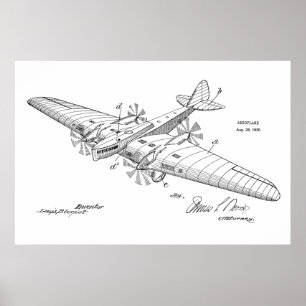 1930 Boat Aeroplane Patent Art Drawing Print
