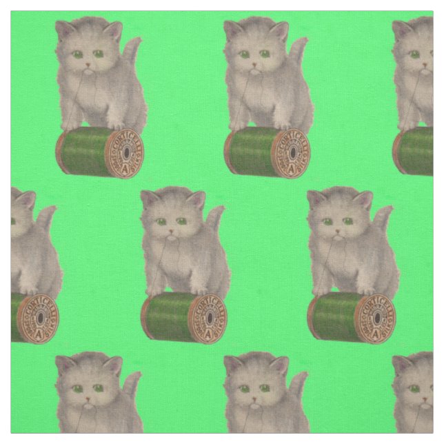 1930 Corticelli white kitten print Fabric (Swatch)