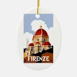1930 Florence Italy Duomo Travel Poster Ceramic Ornament