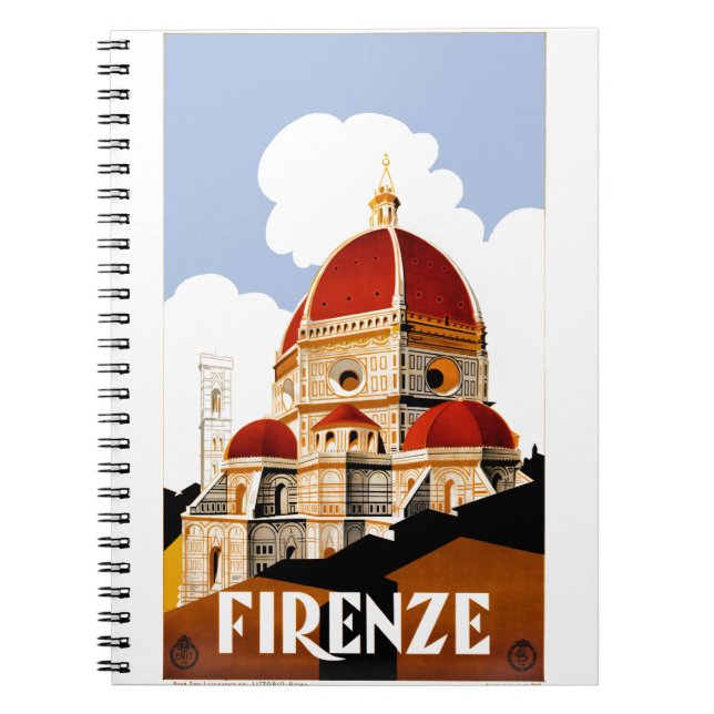 1930 Florence Italy Duomo Travel Poster Notebook (Front)