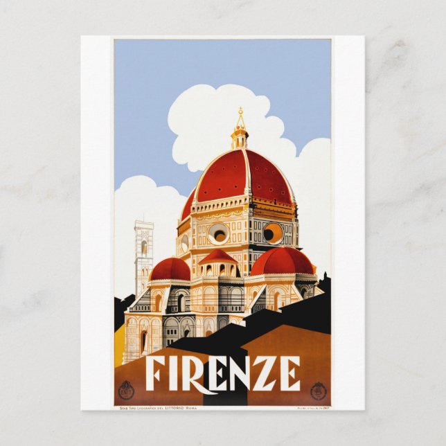 1930 Florence Italy Duomo Travel Poster Postcard (Front)